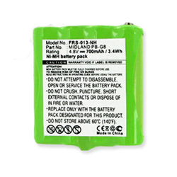 FRS-013-NH Ni-MH Battery - Rechargeable Ultra High Capacity (700 mAh) - replacement for MIDLAND PB-G6, PB-G8 2-Way Radio Battery