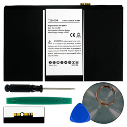 TLP-009 Li-Pol Battery - Rechargable Ultra High Capacity (Li-Pol 3.7V 11500 mAh) - Replacement For iPad 616-0586, 616-0593, 616-0604 Tablet Battery - Installation Tools Included