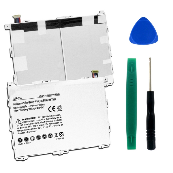 Tablet Ultra Hi-Capacity Battery (Li-Pol, 3.8V, 6000mAh) - Replacement for Samsung EB-BT550ABE, EB-BT550 Batteries - Installation Tools Included