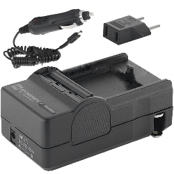 Mini Battery Charger Kit forSony NP-BK1 NP-BY1 Batteries - Fold-in Wall Plug (Car & EU Adapters Included)