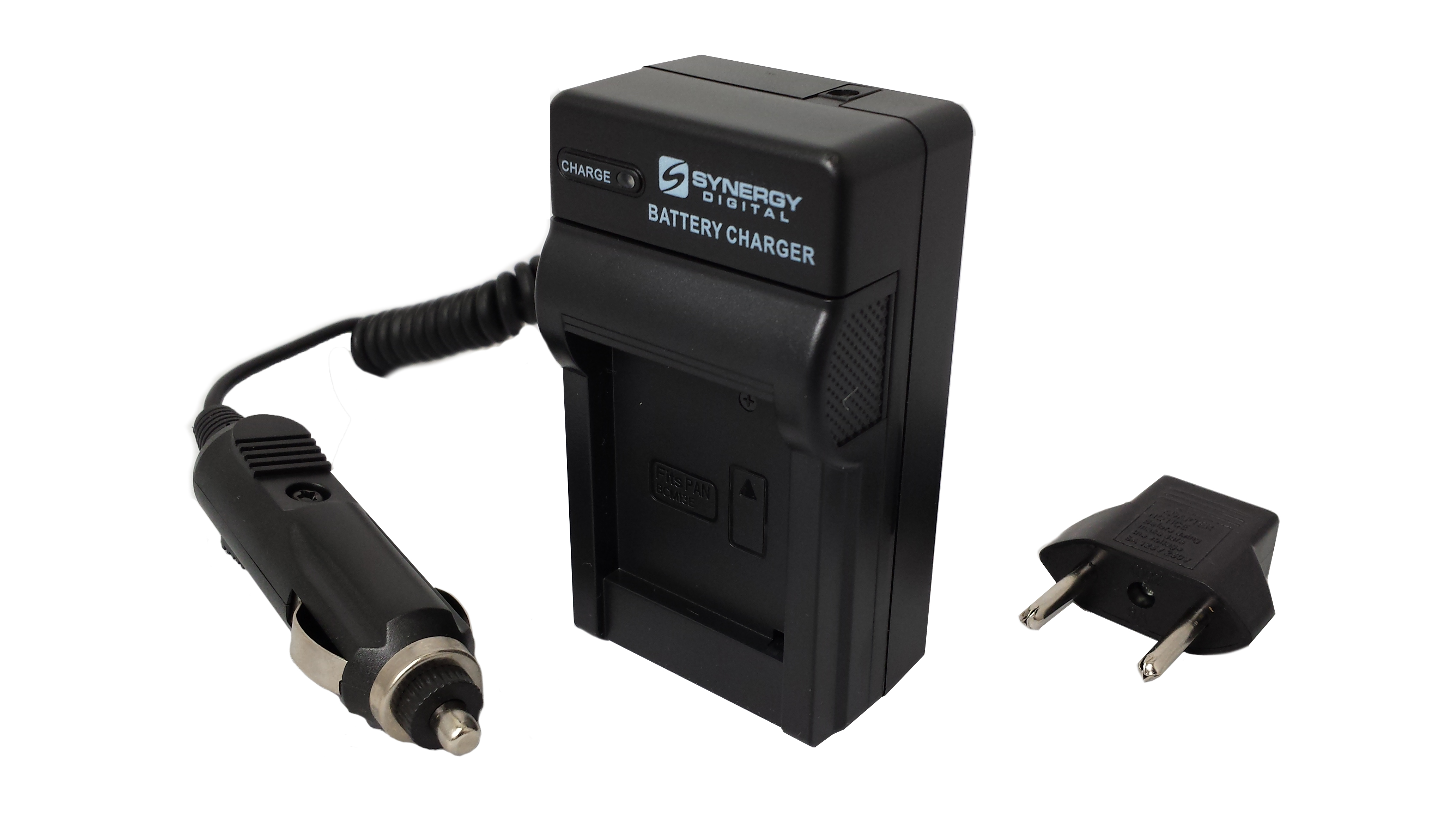 Mini Battery Charger Kit for the Panasonic DMW-BCN10 Battery - With fold-in wall plug, car & EU adapters