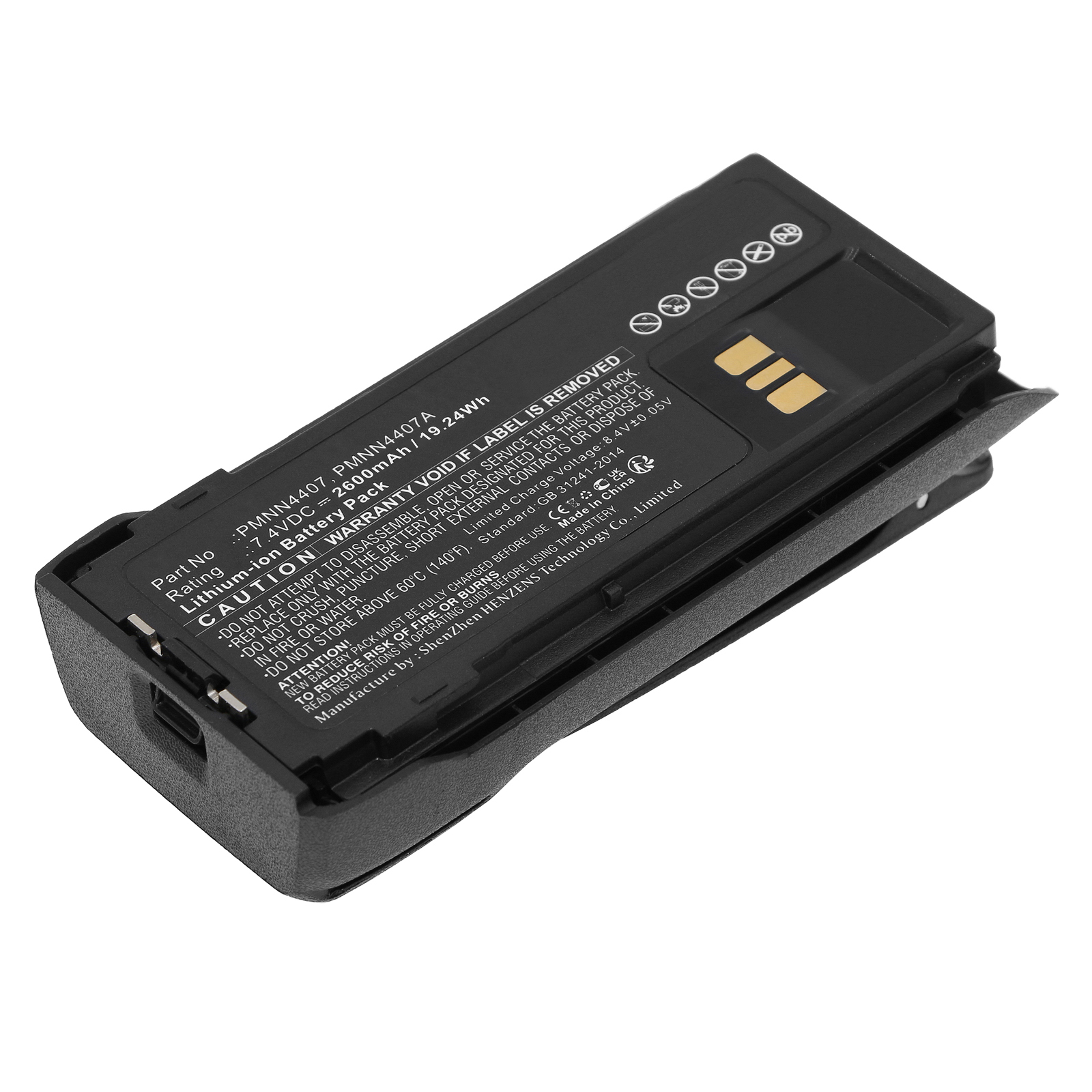 Synergy Digital 2-Way Radio Battery, Compatible with Motorola PMNN4407 2-Way Radio Battery (Li-ion, 7.4V, 2600mAh)