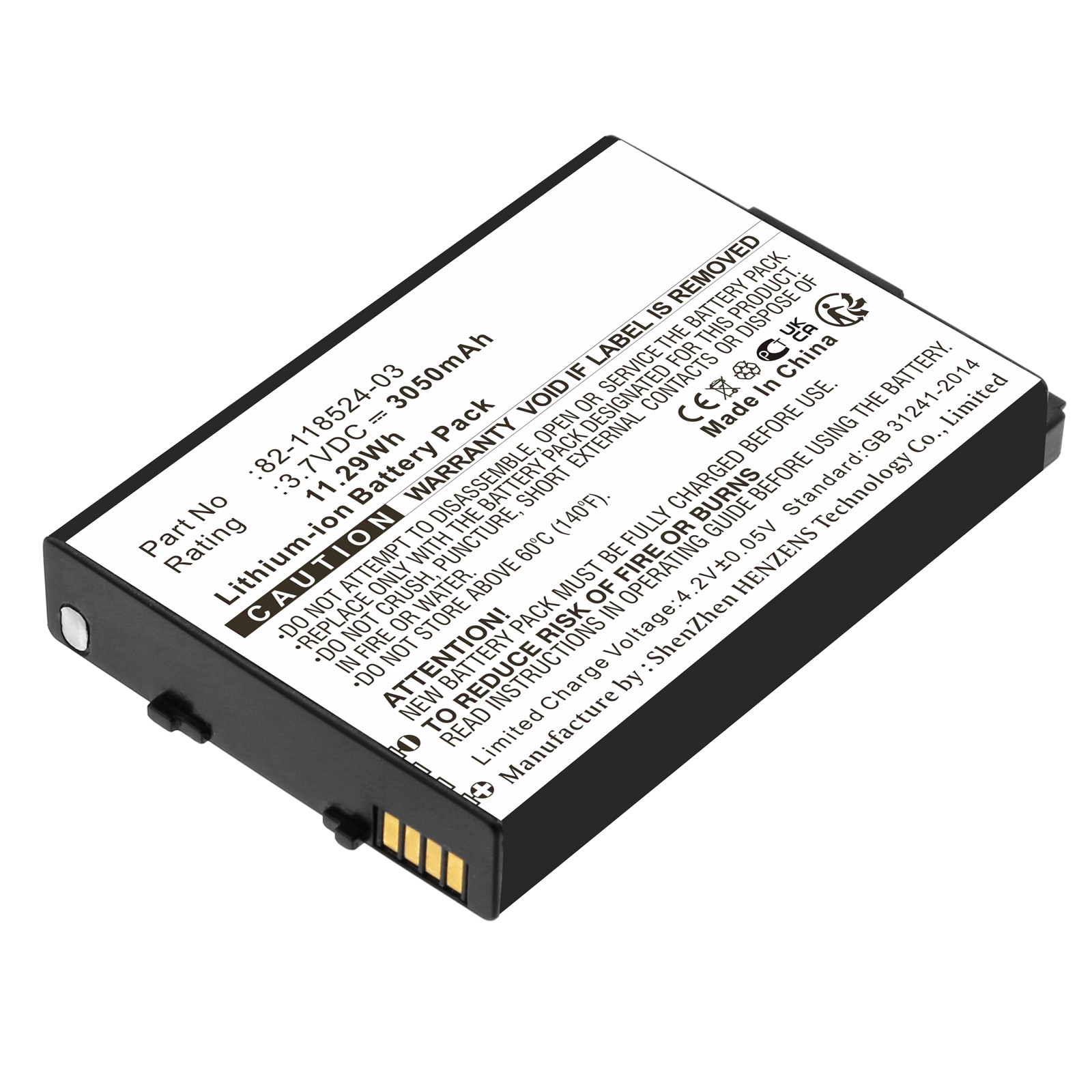 Synergy Digital Barcode Scanner Battery, Compatible with Zebra 82-118524-03 Barcode Scanner Battery (Li-ion, 3.7V, 3050mAh)