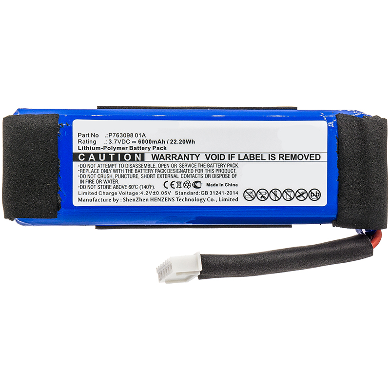 Synergy Digital Speaker Battery, Compatiable with JBL P763098 01A Speaker Battery (3.7V, Li-Pol, 6000mAh)