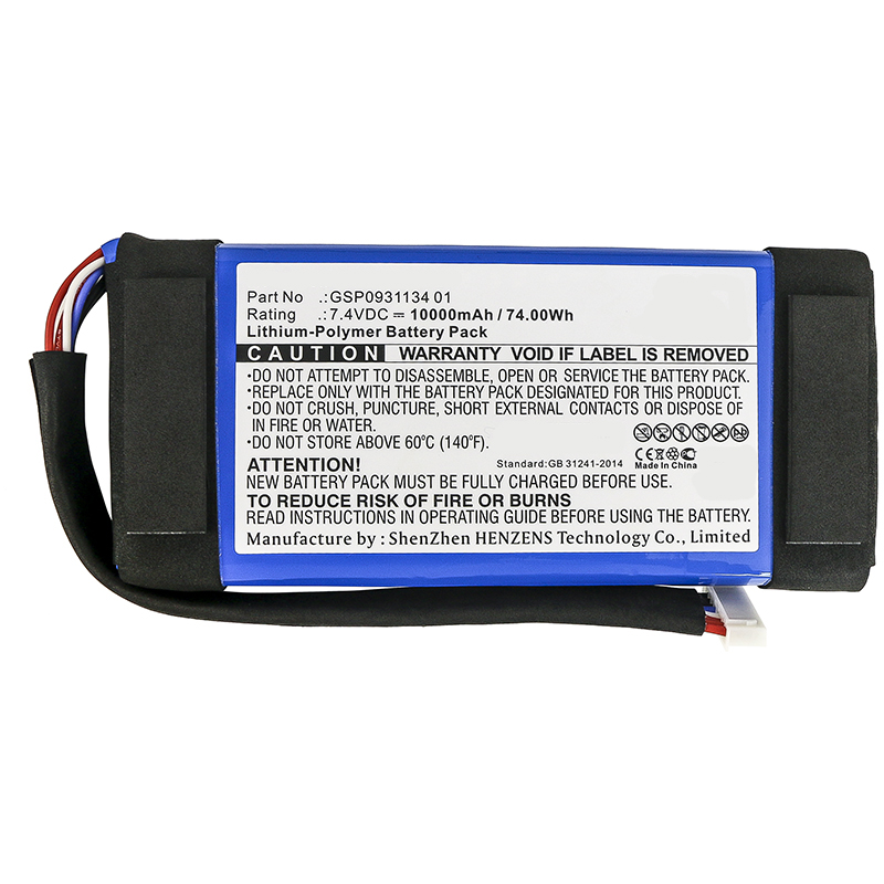 Synergy Digital Speaker Battery, Compatiable with JBL GSP0931134 01 Speaker Battery (7.4V, Li-Pol, 10000mAh)