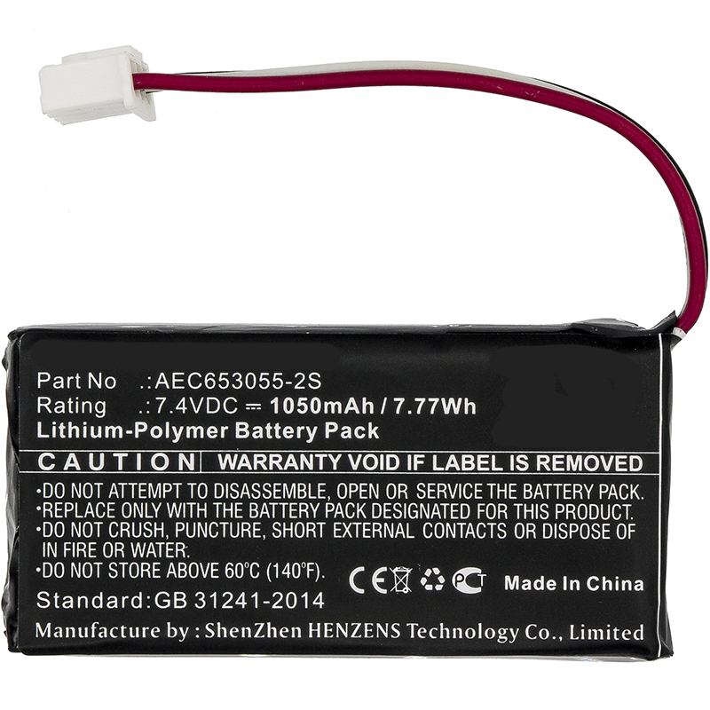 Synergy Digital Speaker Battery, Compatiable with JBL AEC653055-2S Speaker Battery (7.4V, Li-Pol, 1050mAh)