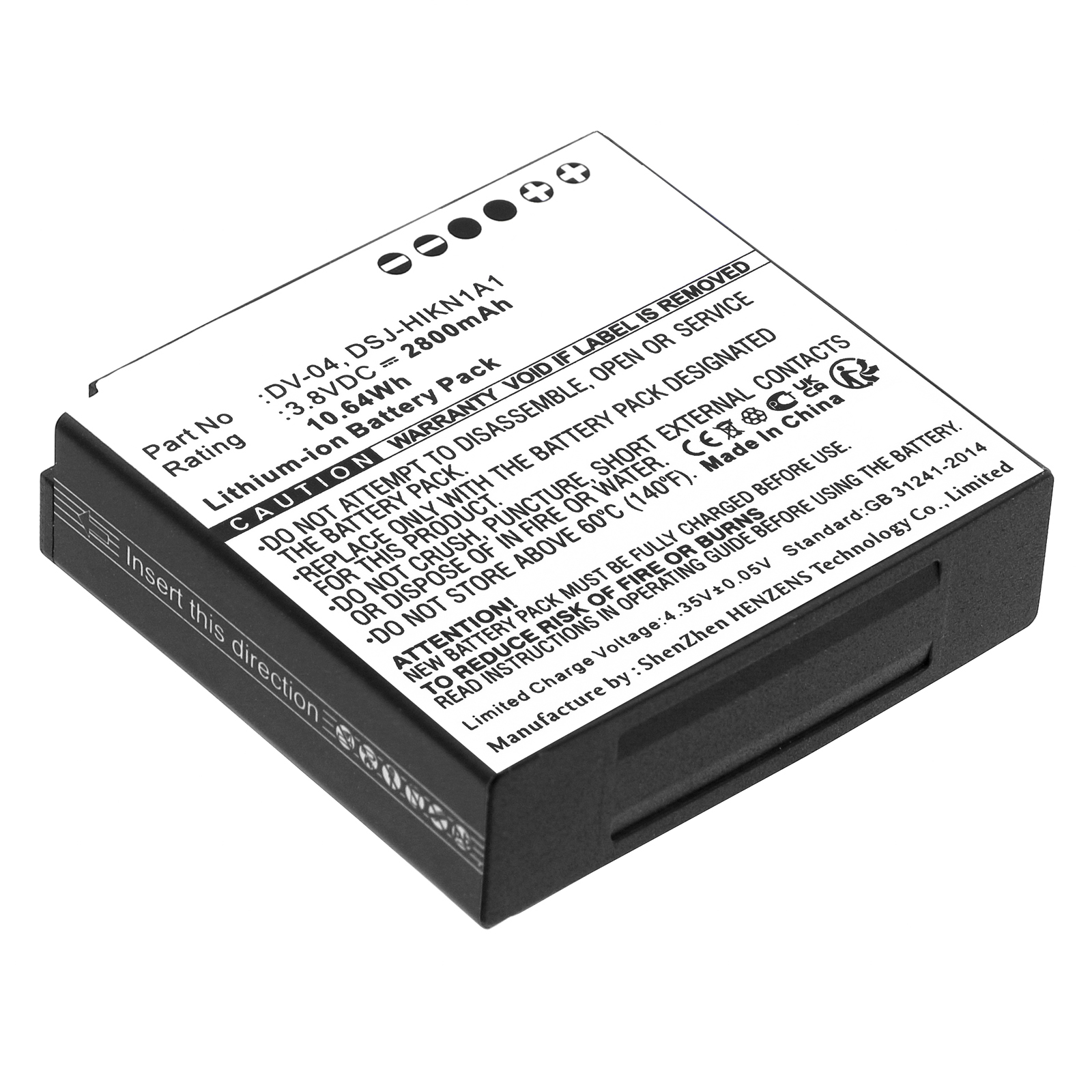 Synergy Digital Digital Camera Battery, Compatible with Hikvision DSJ-HIKN1A1 Digital Camera Battery (Li-ion, 3.8V, 2800mAh)