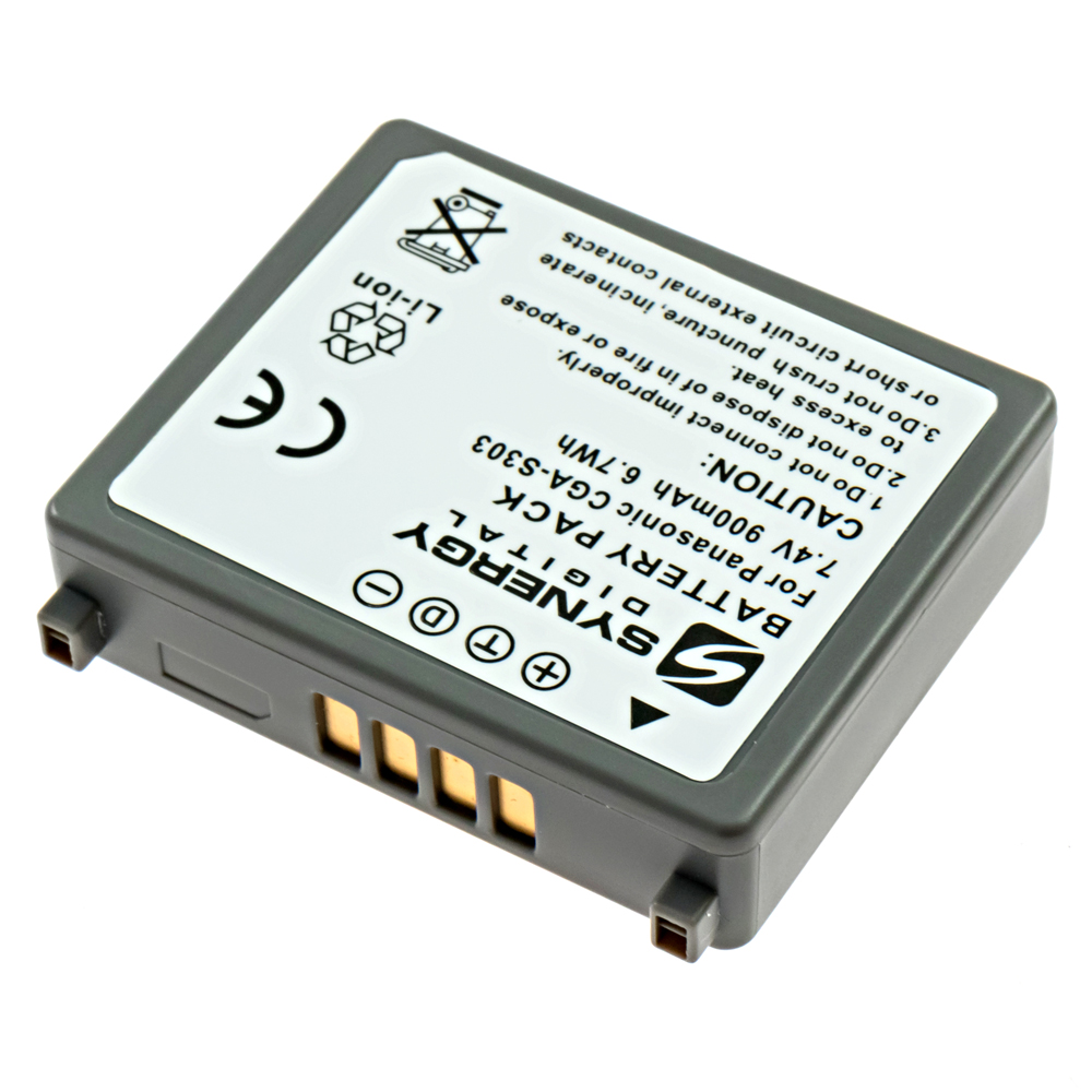 CGA-S303 Lithium-Ion Battery - Rechargeable Ultra High Capacity (900 mAh) - replacement for Panasonic CGA-S303 Battery