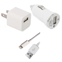 Home & Car Charger Kit For iPhone 5 - Includes Home AC Adapter, Car Adapter and a USB Sync Data Cable
