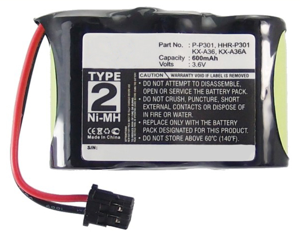 Synergy Digital Cordless Phone Battery, Compatible with Panasonic HHR-P301 Cordless Phone Battery (Ni-MH, 3.6V, 600mAh)