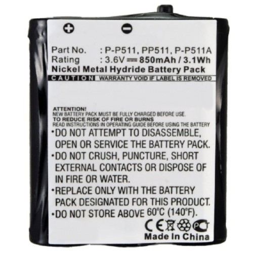 Synergy Digital Cordless Phone Battery, Compatible with Panasonic P-P511 Cordless Phone Battery (Ni-MH, 3.6V, 850mAh)
