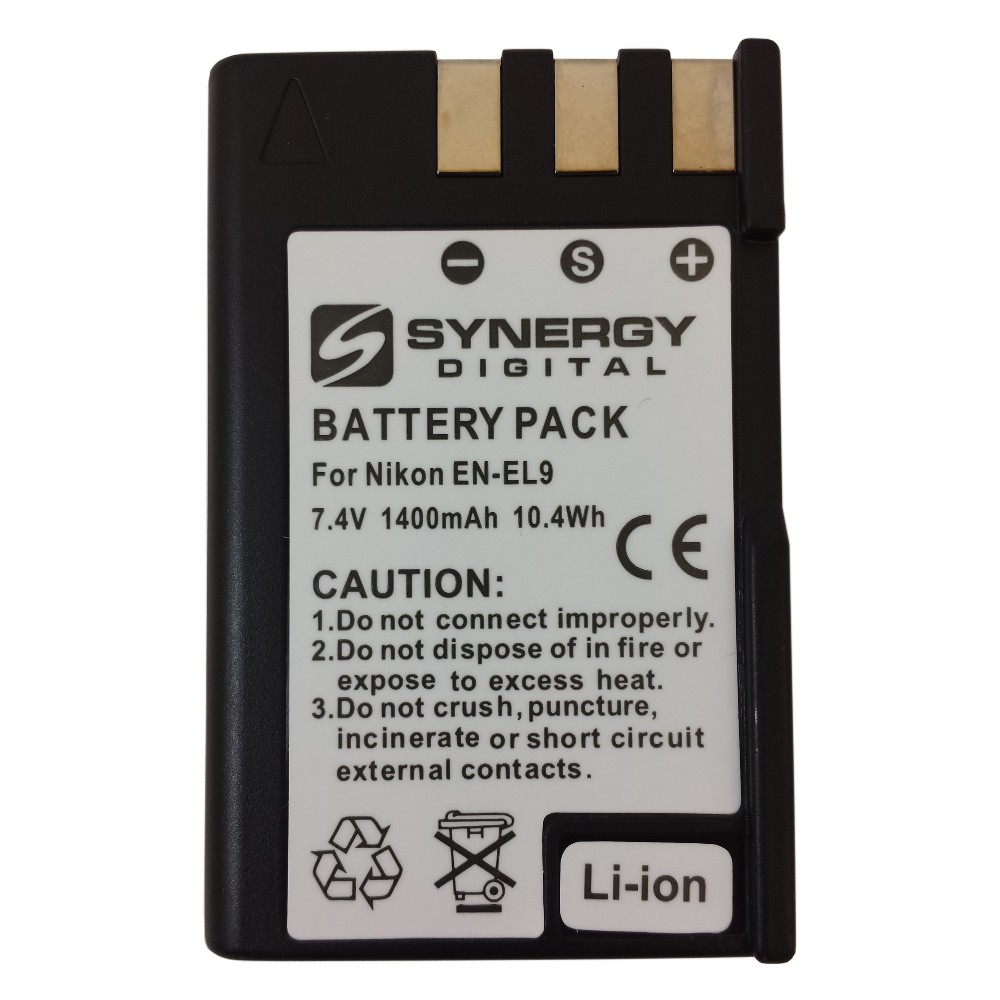 SDENEL9 Lithium-Ion Battery - Rechargeable Ultra High Capacity (7.4V 1400 mAh) - Replacement for Nikon EN-EL9 Battery