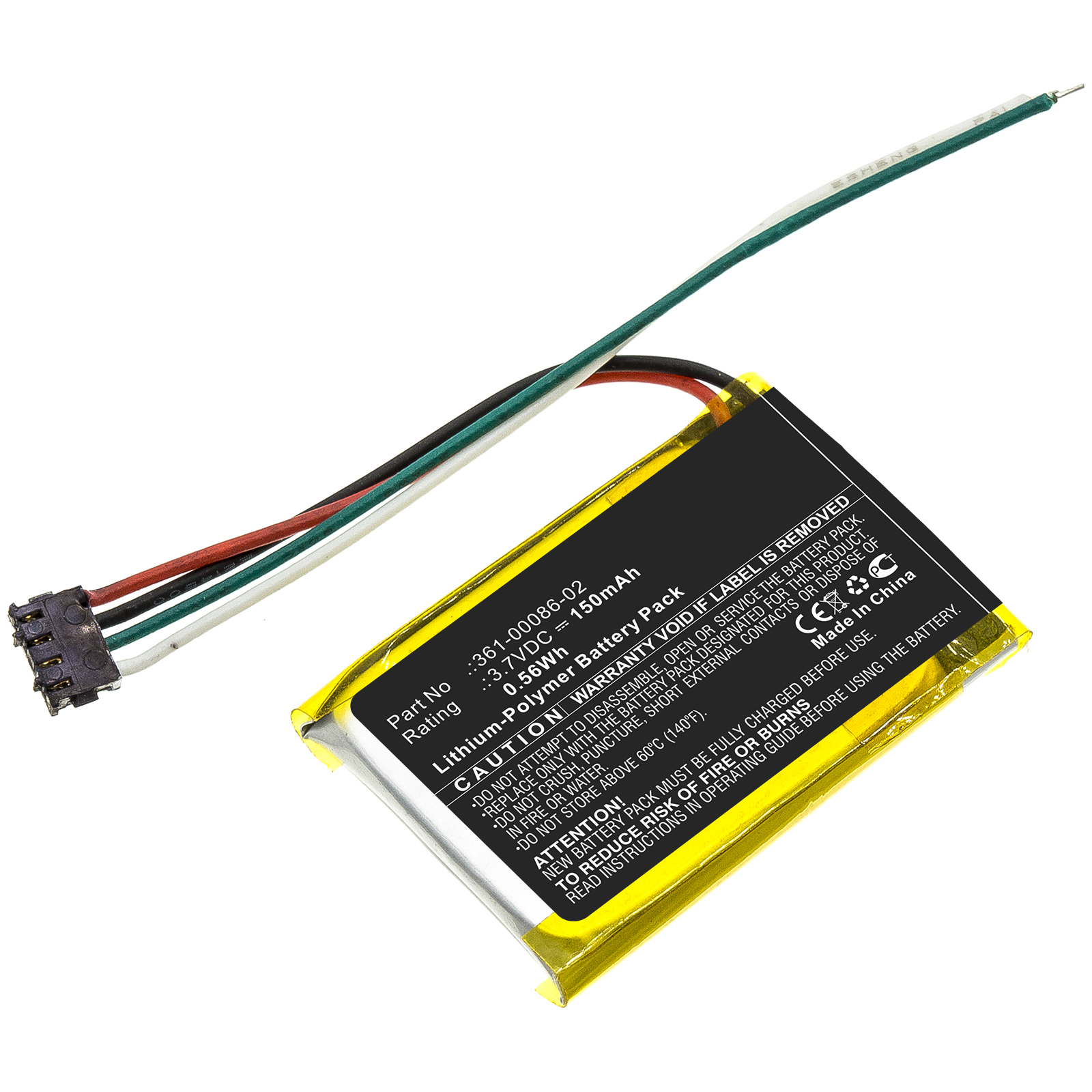 Synergy Digital GPS Battery, Compatible with Garmin 361-00086-02 GPS Battery (3.7V, Li-Pol, 150mAh)