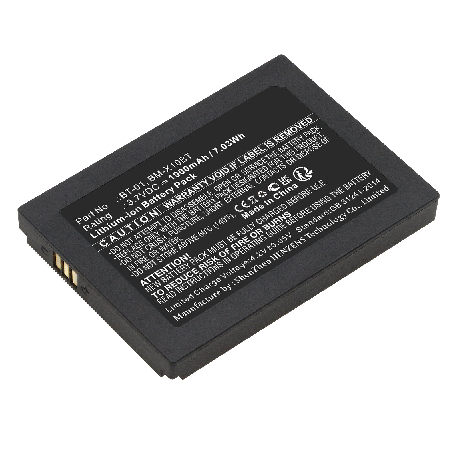 Synergy Digital Wireless Headset Battery, Compatible with Pliant BT-01 Wireless Headset Battery (Li-ion, 3.7V, 1900mAh)