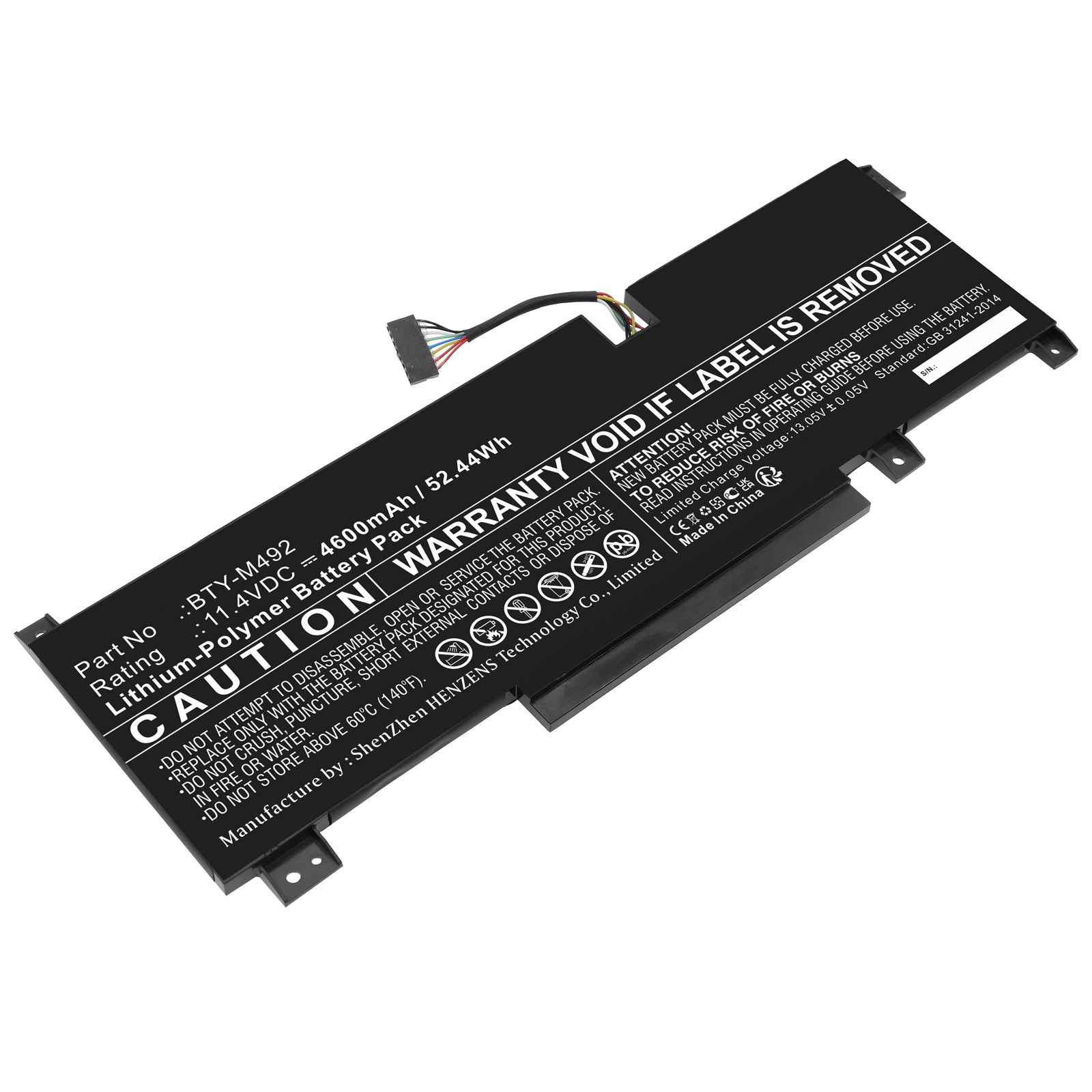 Synergy Digital Laptop Battery, Compatible with MSI BTY-M492 Laptop Battery (Li-Pol, 11.4V, 4600mAh)