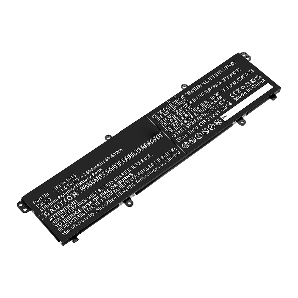 Synergy Digital Laptop Battery, Compatible with Asus B31N1915 Laptop Battery (Li-Pol, 11.55V, 3500mAh)