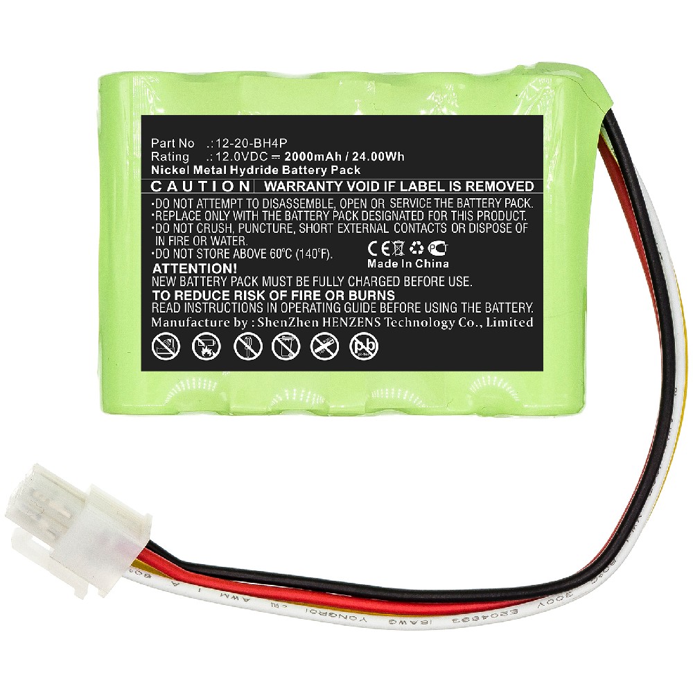 Synergy Digital Medical Battery, Compatible with 12-20-BH4P Medical Battery (12V, Ni-MH, 2000mAh)