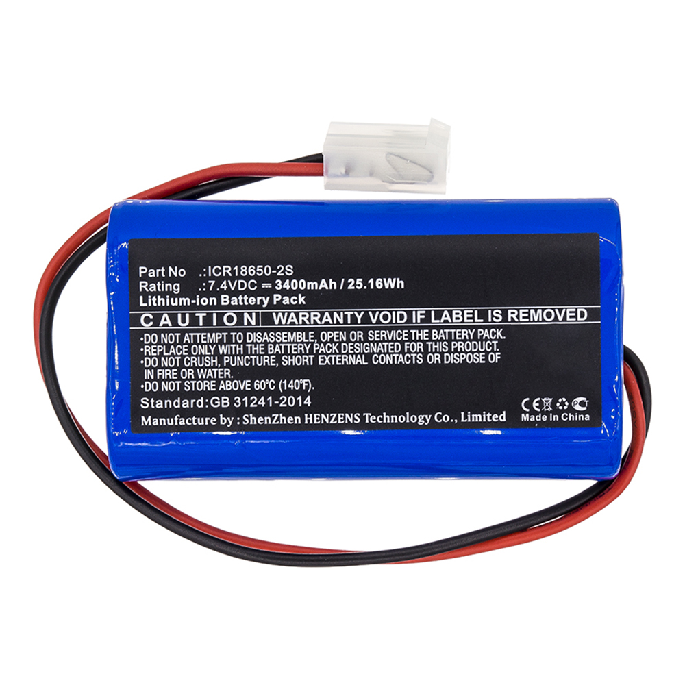 Synergy Digital Medical Battery, Compatible with ICR18650-2S Medical Battery (7.4V, Li-ion, 3400mAh)