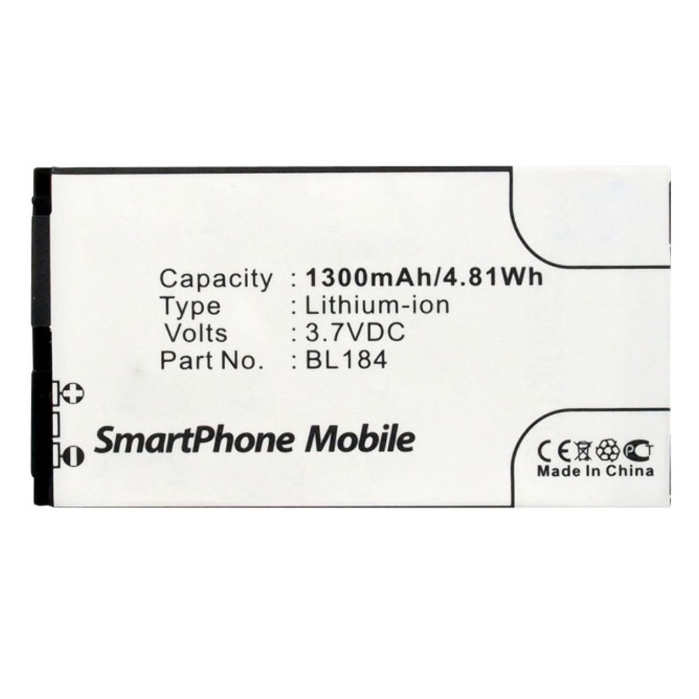 Synergy Digital Cell Phone Battery, Compatible with Lenovo BL184 Cell Phone Battery (Li-ion, 3.7V, 1300mAh)
