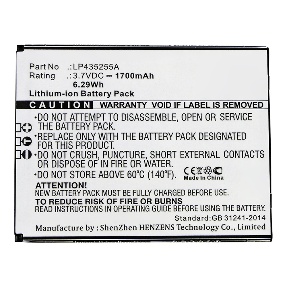 Synergy Digital Cell Phone Battery, Compatible with TELEFUNKEN LP435255A Cell Phone Battery (Li-ion, 3.7V, 1700mAh)