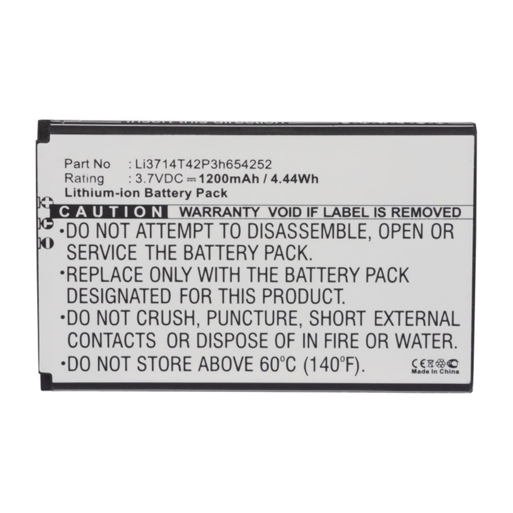 Synergy Digital Cell Phone Battery, Compatible with ZTE Li3714T42P3h654252 Cell Phone Battery (Li-ion, 3.7V, 1200mAh)