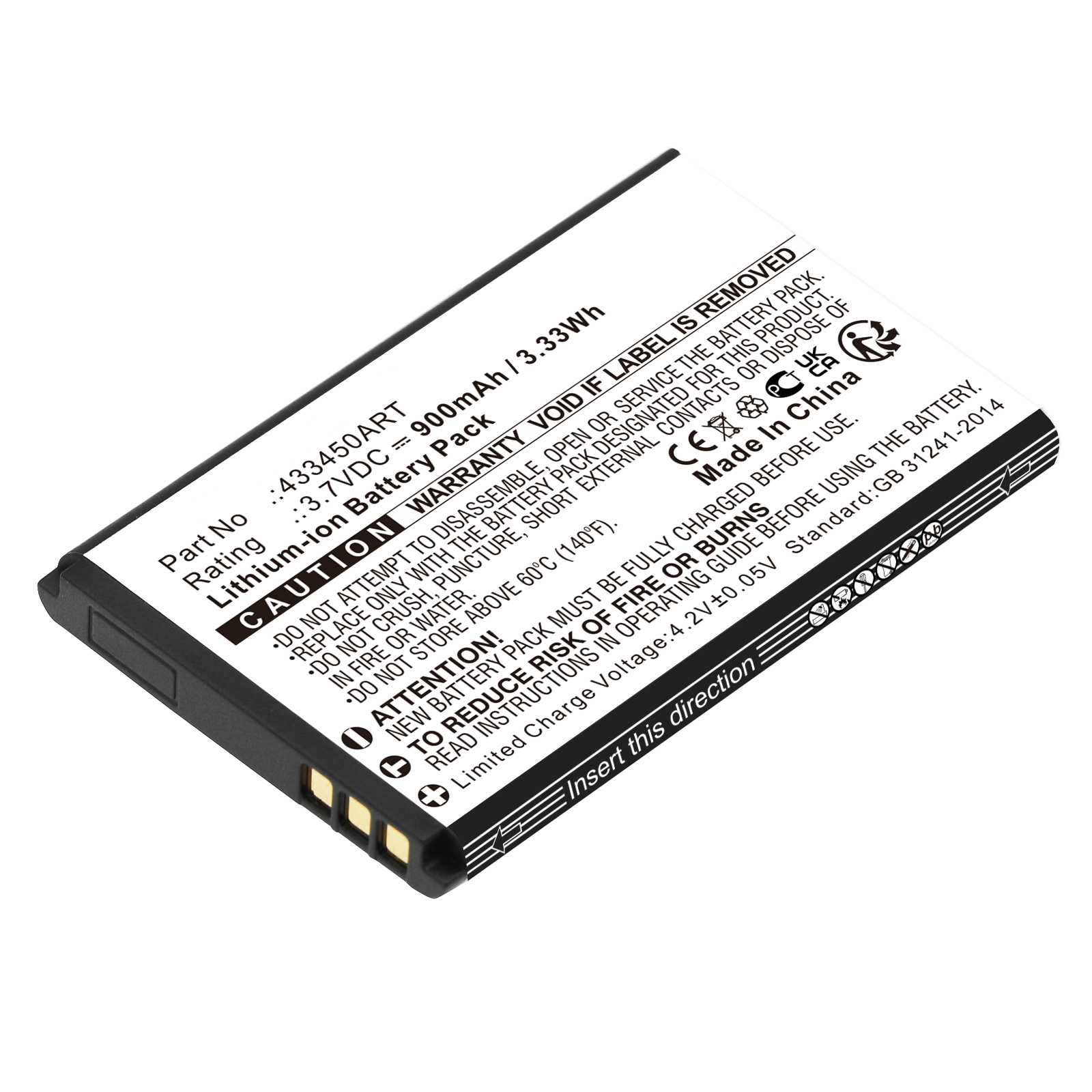 Synergy Digital Cell Phone Battery, Compatible with Panasonic 433450ART Cell Phone Battery (Li-ion, 3.7V, 900mAh)