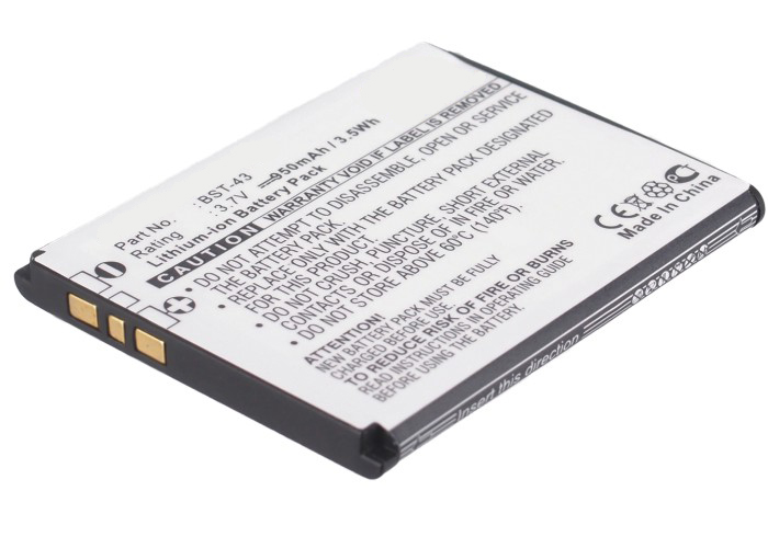 Synergy Digital Cell Phone Battery, Compatiable with Sony Ericsson BST-43 Cell Phone Battery (3.7V, Li-ion, 950mAh)