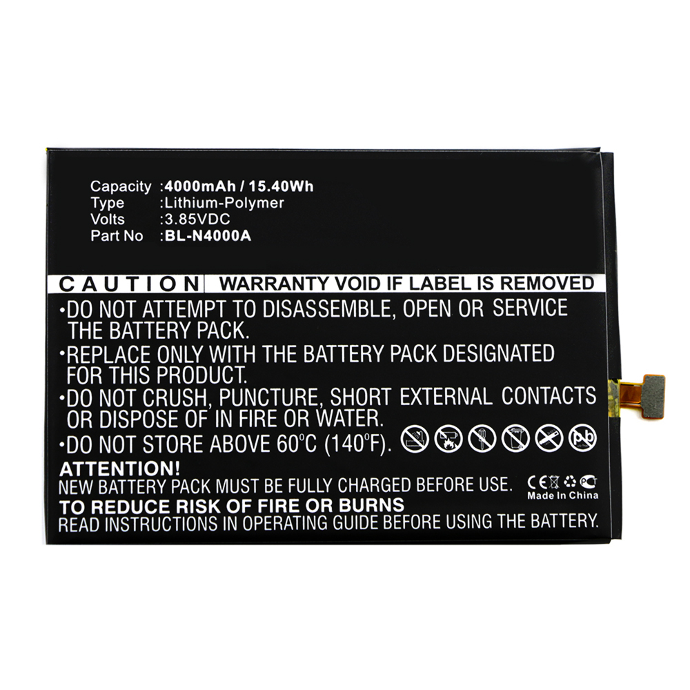 Synergy Digital Cell Phone Battery, Compatible with GIONEE BL-N4000A Cell Phone Battery (3.85V, Li-Pol, 4000mAh)
