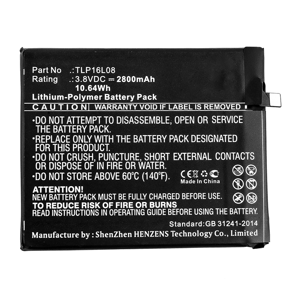 Synergy Digital Cell Phone Battery, Compatible with WIKO TLP16L08 Cell Phone Battery (Li-Pol, 3.8V, 2800mAh)