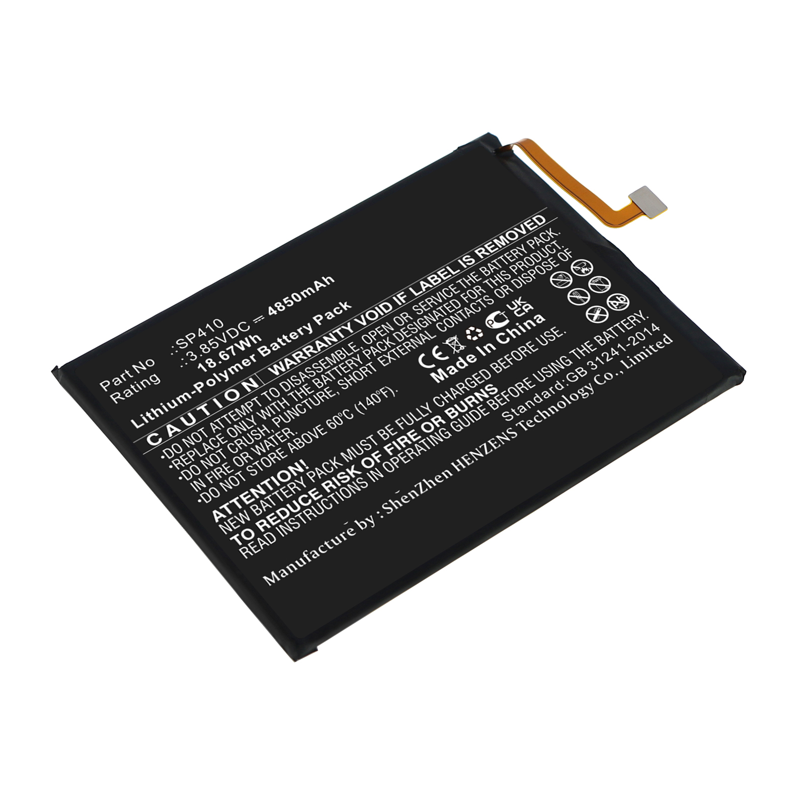 Synergy Digital Cell Phone Battery, Compatible with Nokia SP410 Cell Phone Battery (Li-Pol, 3.85V, 4850mAh)