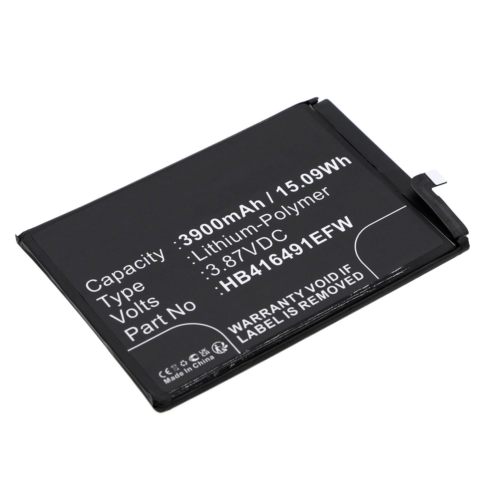 Synergy Digital Cell Phone Battery, Compatible with Honor HB416491EFW Cell Phone Battery (Li-Pol, 3.87V, 3900mAh)
