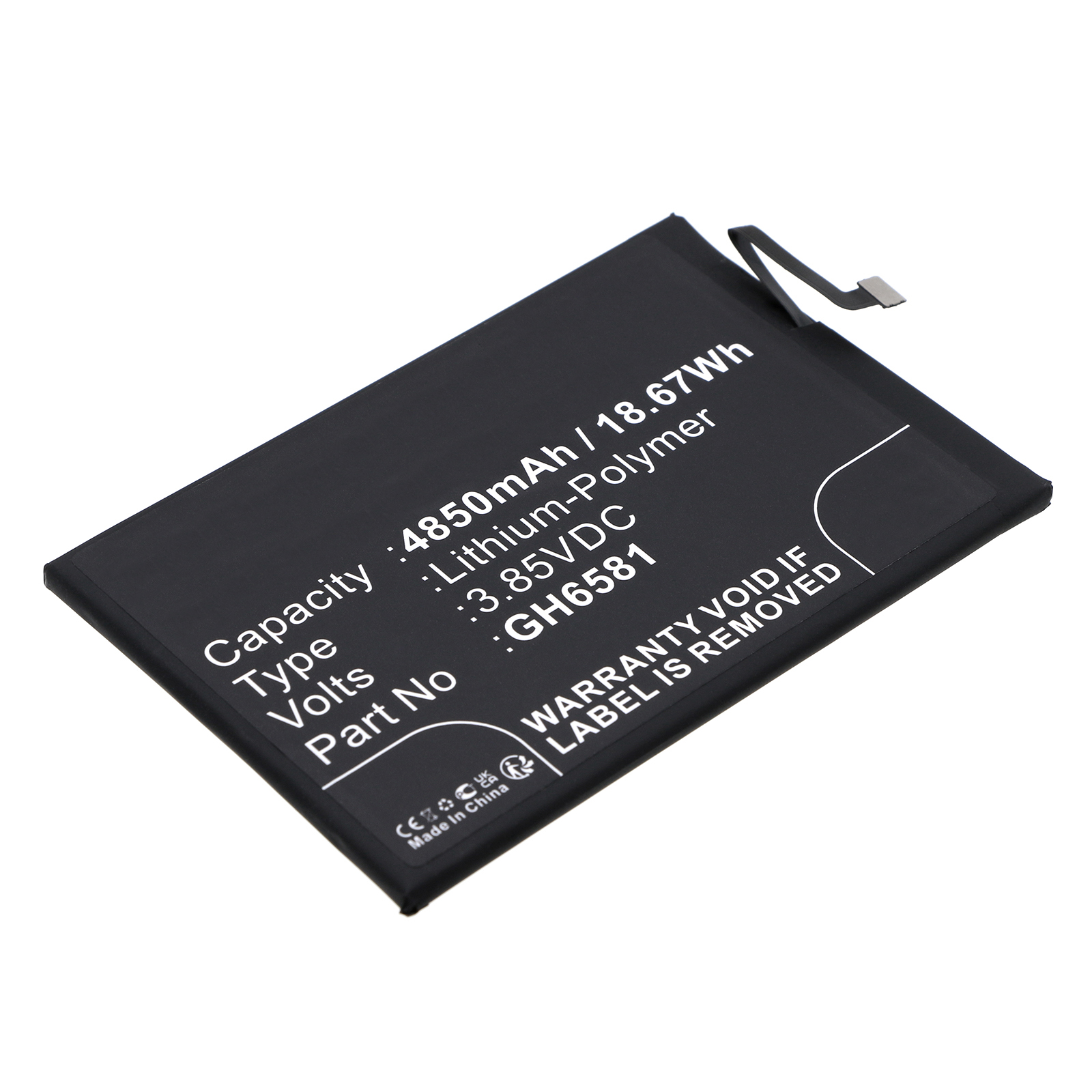 Synergy Digital Cell Phone Battery, Compatible with Nokia GH6581 Cell Phone Battery (Li-Pol, 3.85V, 4850mAh)