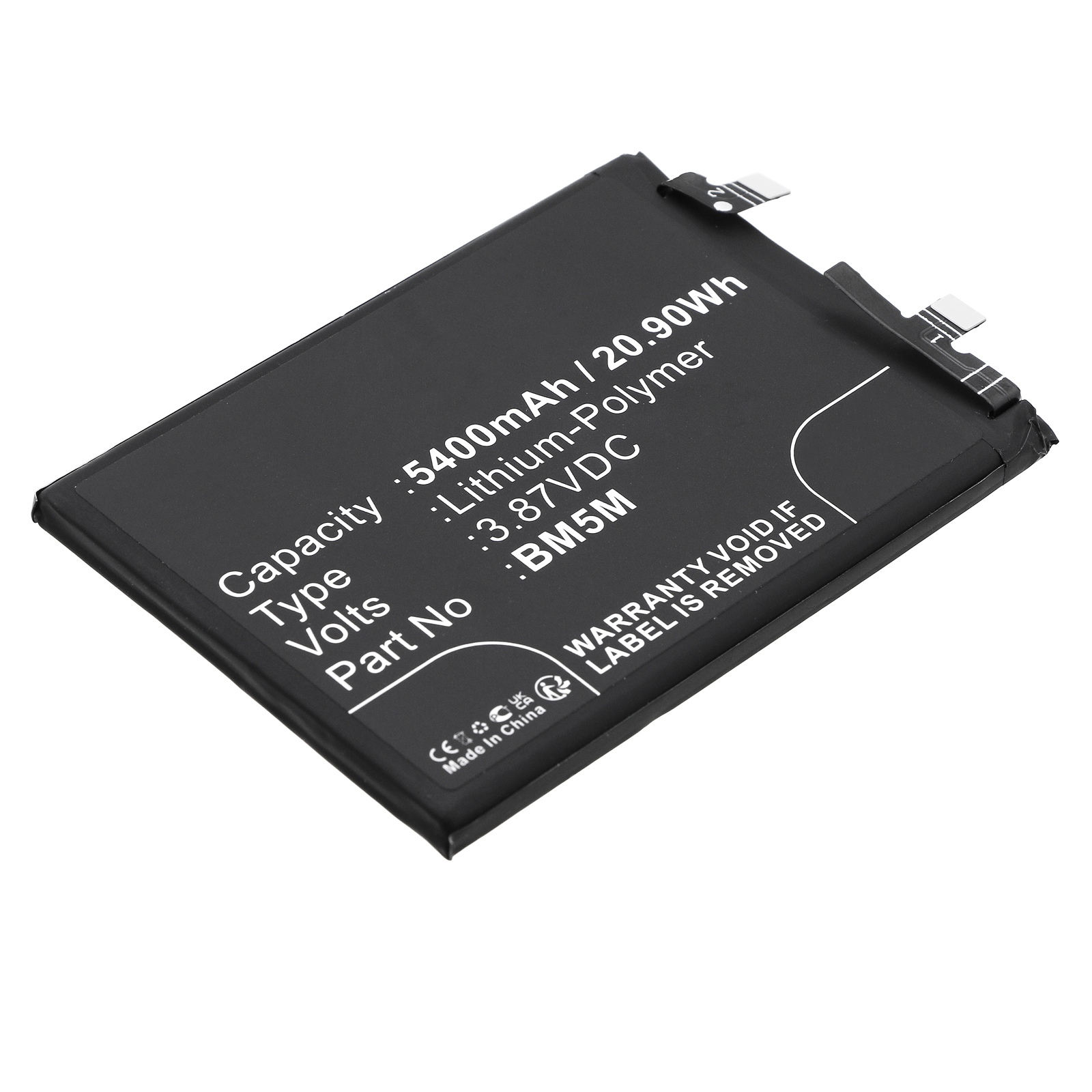 Synergy Digital Cell Phone Battery, Compatible with Redmi BM5M Cell Phone Battery (Li-Pol, 3.87V, 5400mAh)