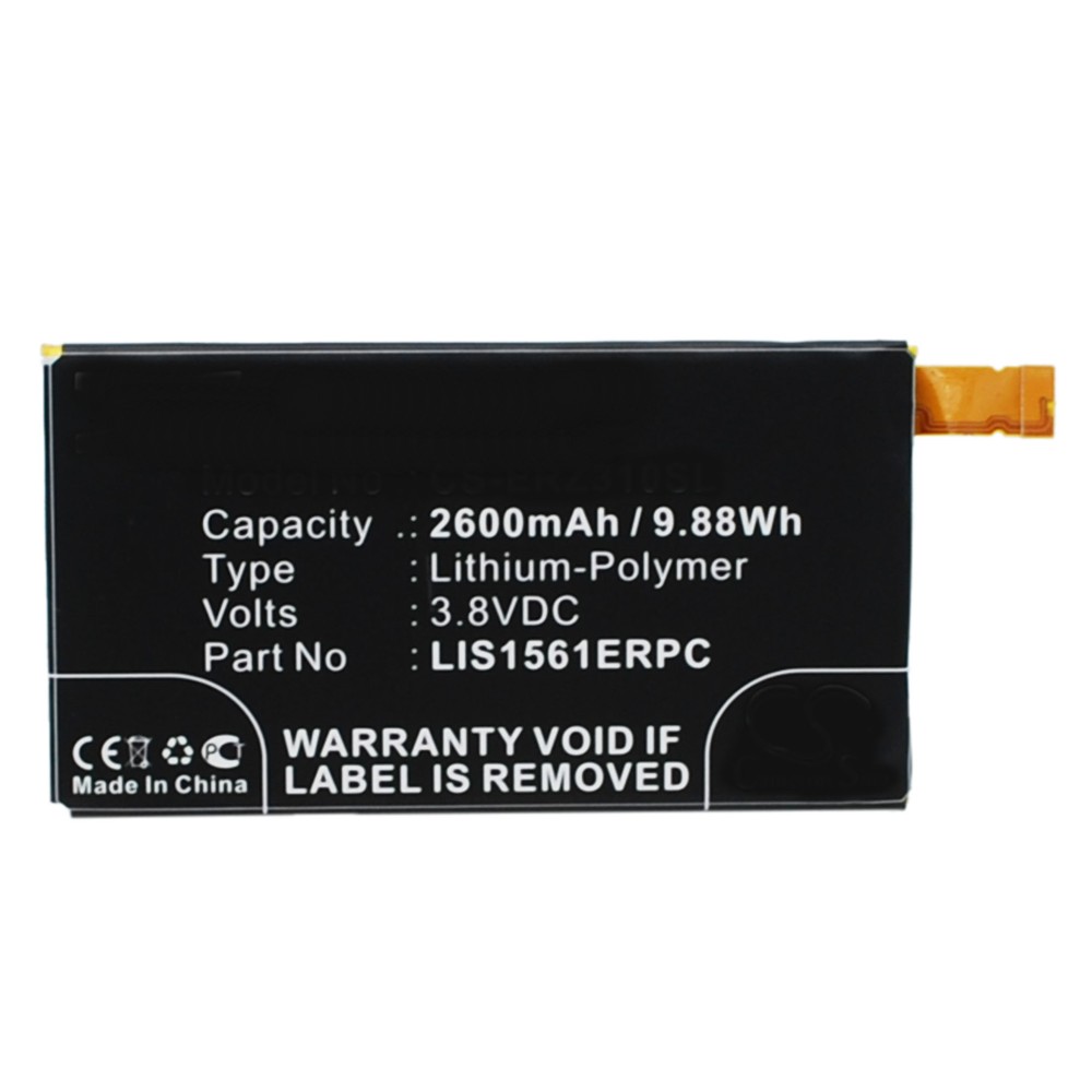 Synergy Digital Battery Compatible With Sony Ericsson LIS1561ERPC Cellphone Battery - (Li-Pol, 3.8V, 2600 mAh / 9.88Wh)