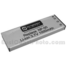 NP-50 Lithium Battery - Rechargeable Ultra High Capacity (1000 mAh) - replacement for Casio NP-50 Battery