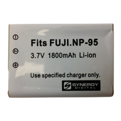 Fuji NP-95 Battery Replacement - Rechargeable Lithium-Ion NP95 battery with 1800  (mAh) - For use with the Fuji Finepix F30 Digital Camera
