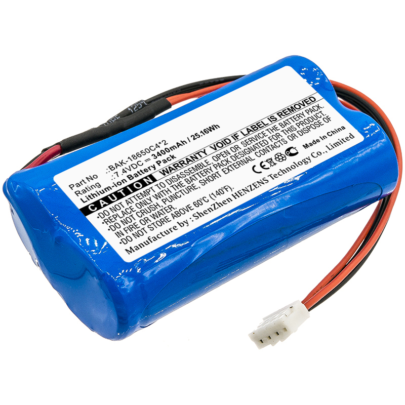 Synergy Digital Medical Battery, Compatible with G-CARE BAK-18650C4*2 Medical Battery (7.4V, Li-ion, 3400mAh)