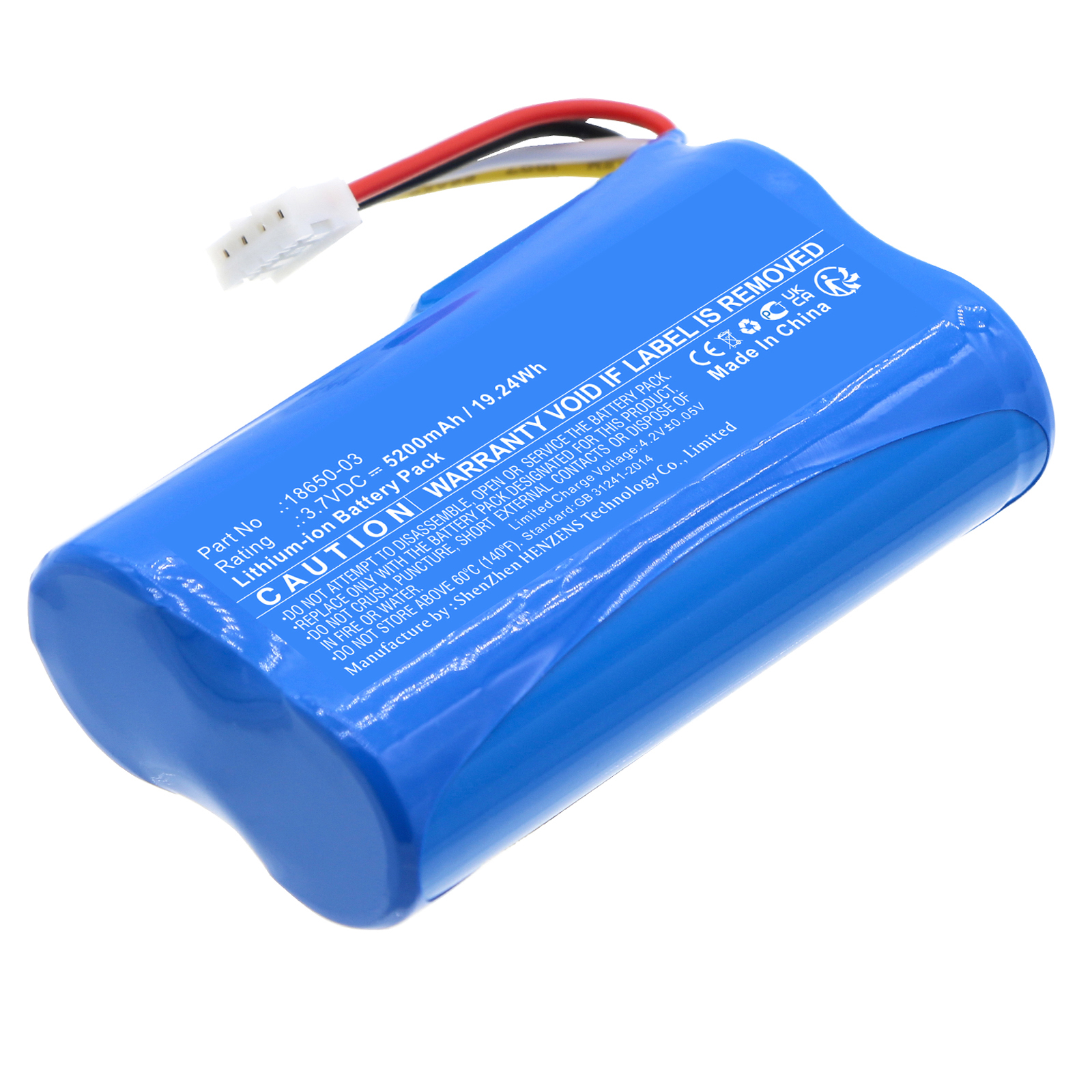 Synergy Digital Home Security Camera Battery, Compatible with Ezviz 18650-03 Home Security Camera Battery (Li-ion, 3.7V, 5200mAh)