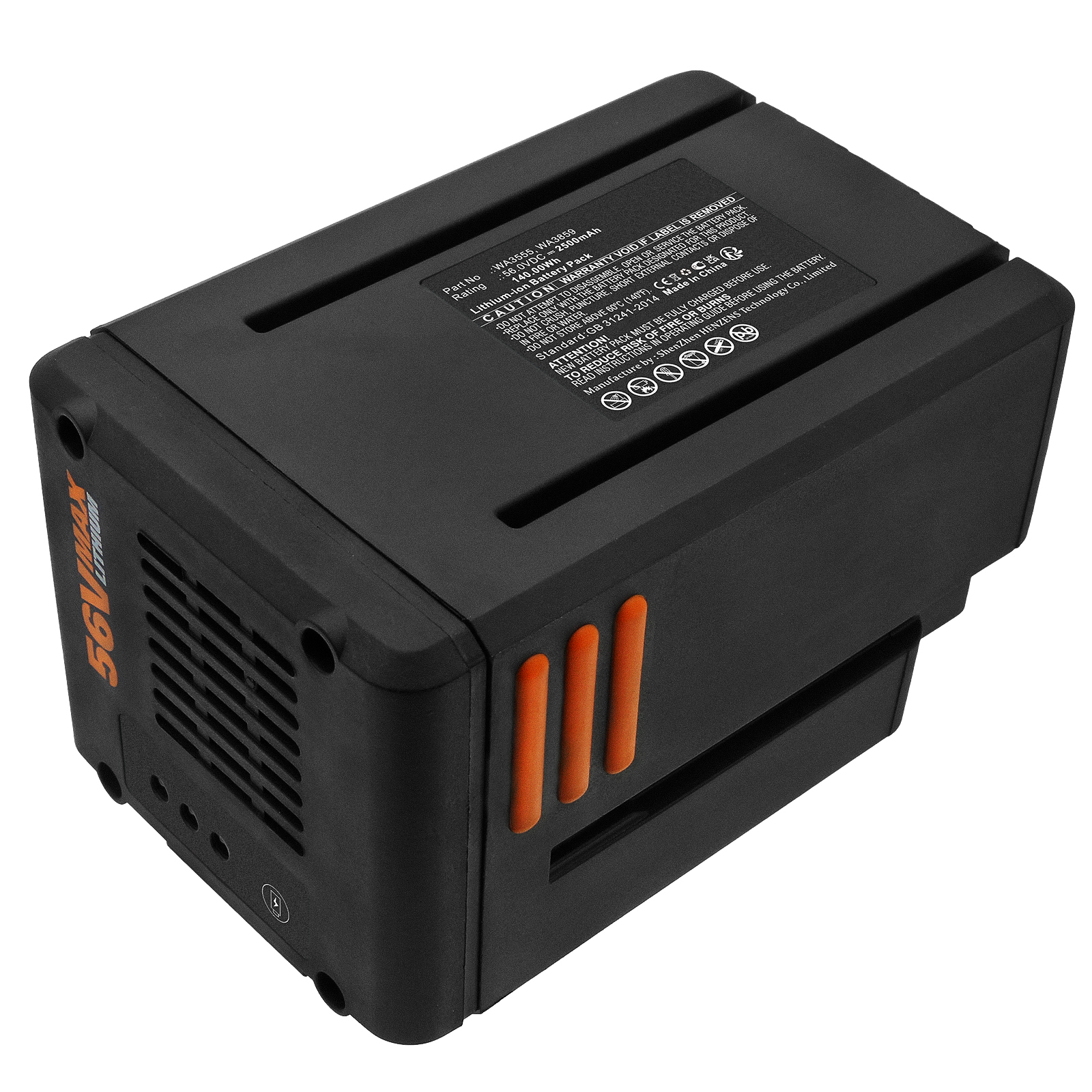 Synergy Digital Lawn Mower Battery, Compatible with Worx WA3555 Lawn Mower Battery (Li-ion, 56V, 2500mAh)