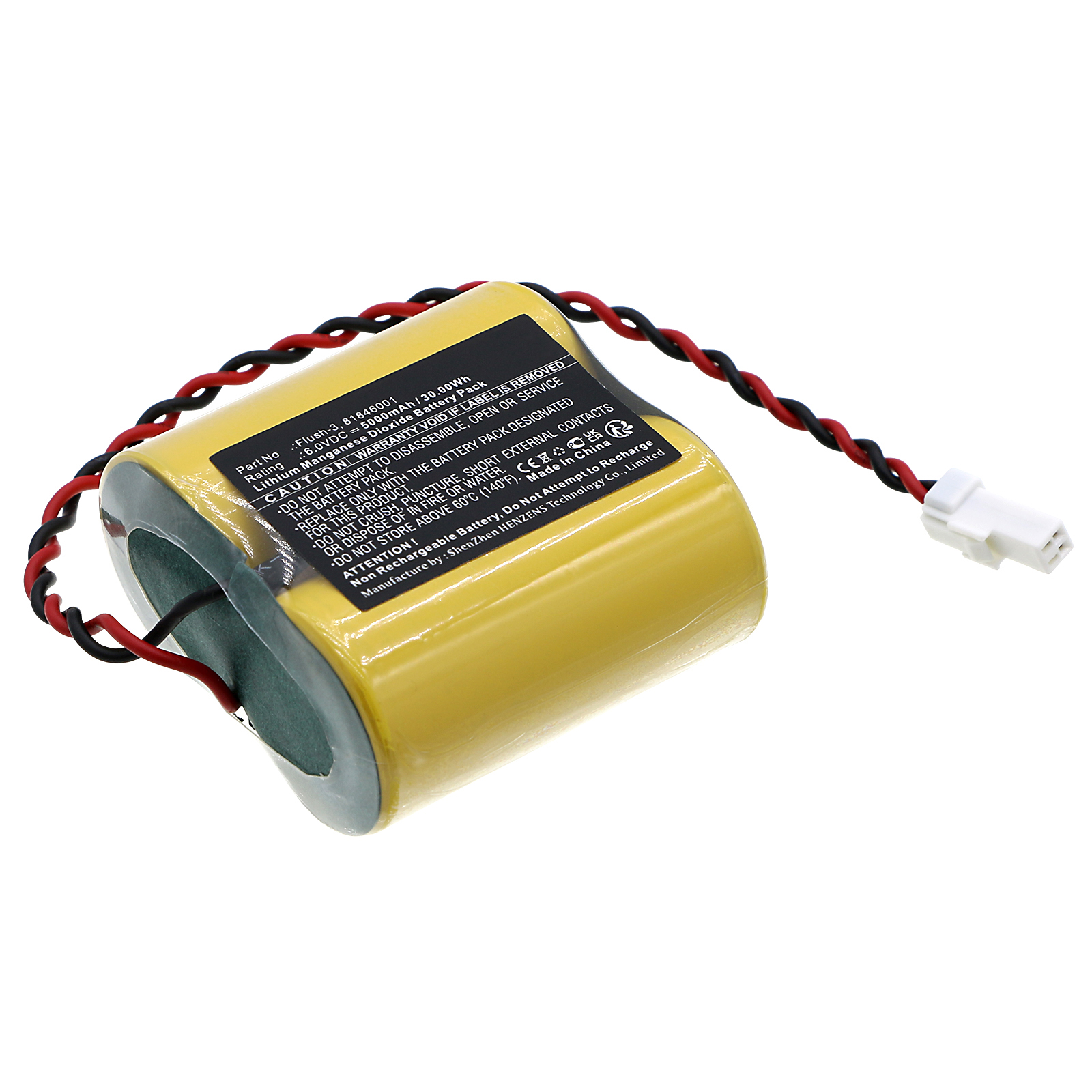 Synergy Digital Automatic Flusher Battery, Compatible with Zurn 81846001, Flush-3 Automatic Flusher Battery (Li-MnO2, 6V, 5000mAh)