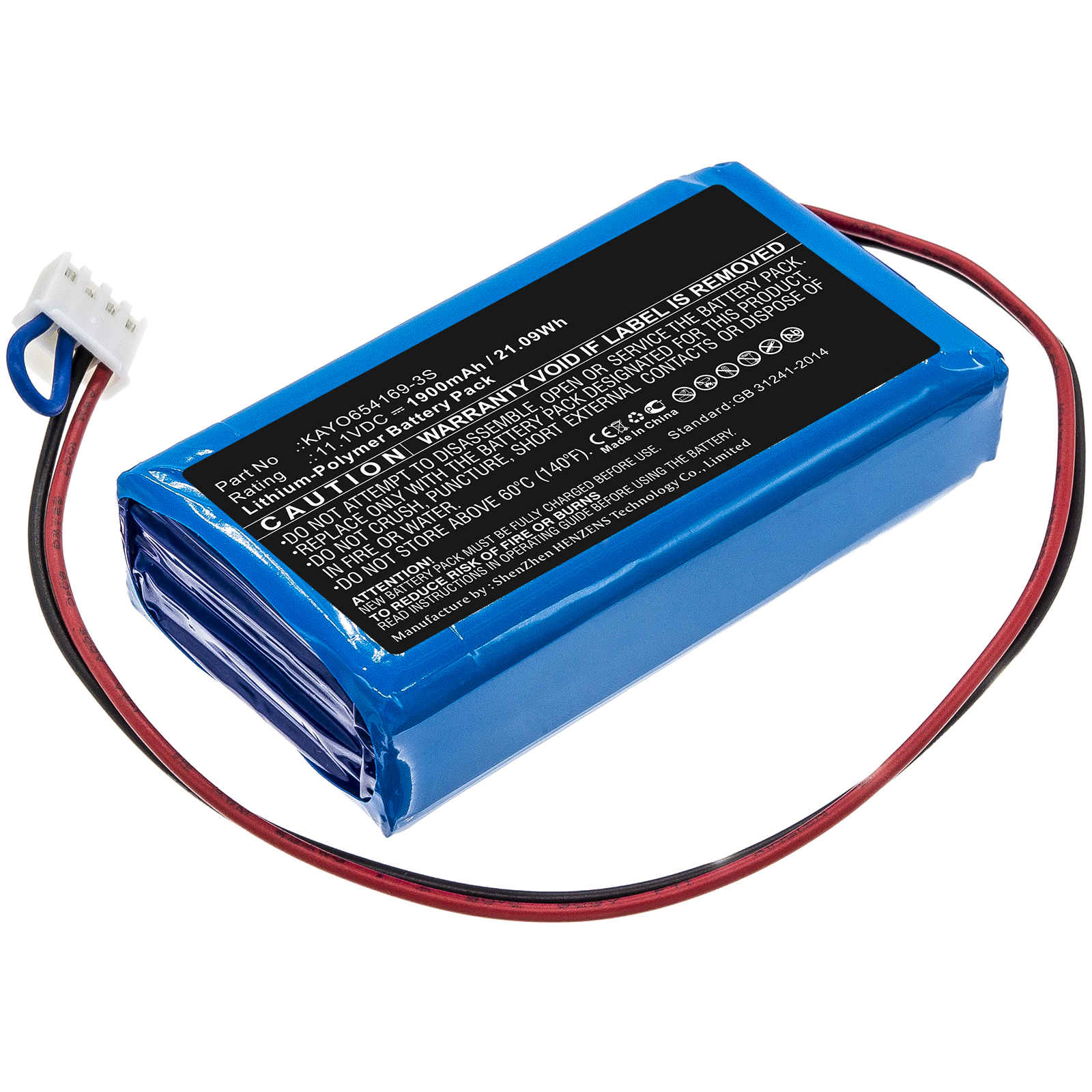Synergy Digital Medical Battery, Compatible with Fresenius KAYO654169-3S Medical Battery (11.1V, Li-Pol, 1900mAh)