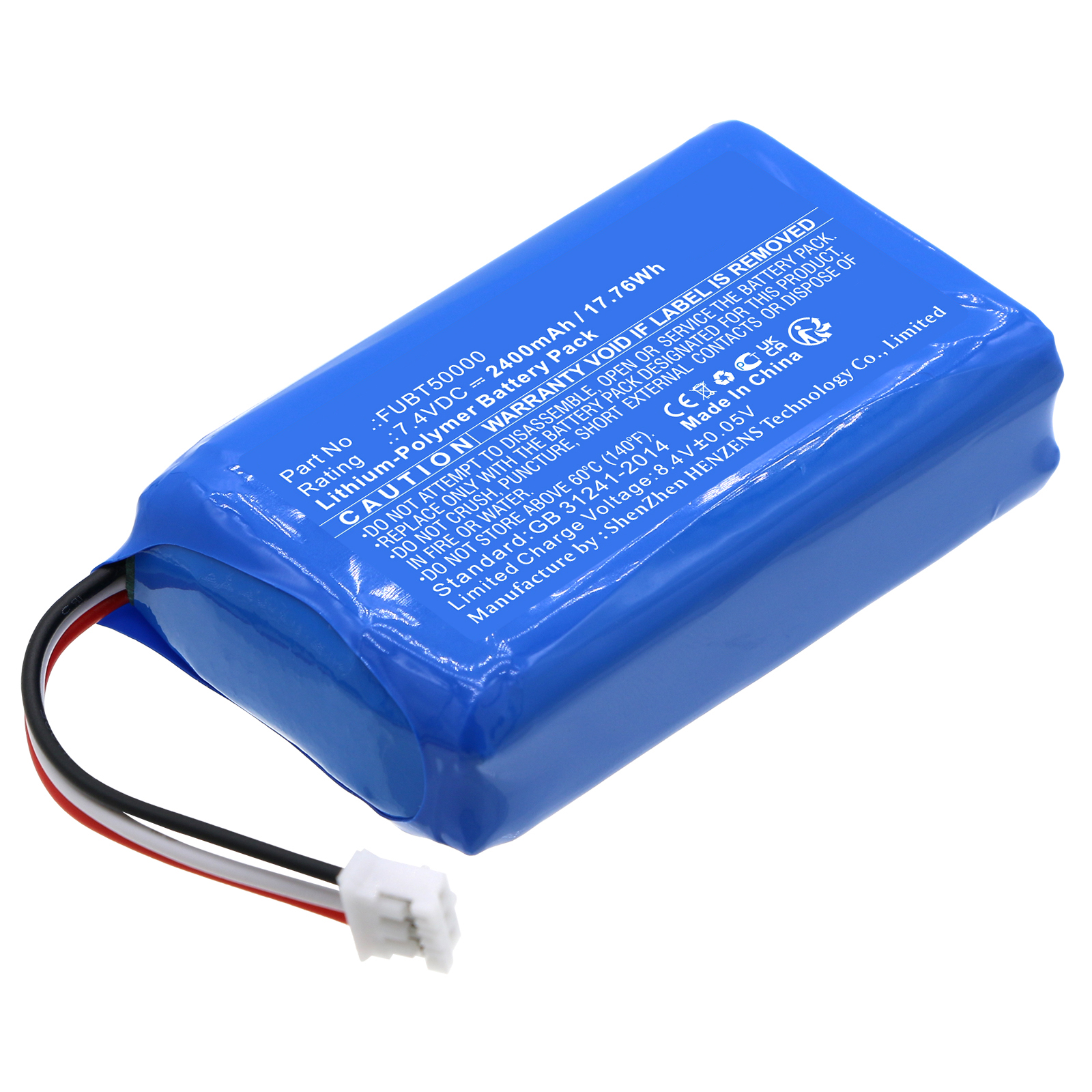 Synergy Digital Alarm System Battery, Compatible with ABUS FUBT50000 Alarm System Battery (Li-Pol, 7.4V, 2400mAh)