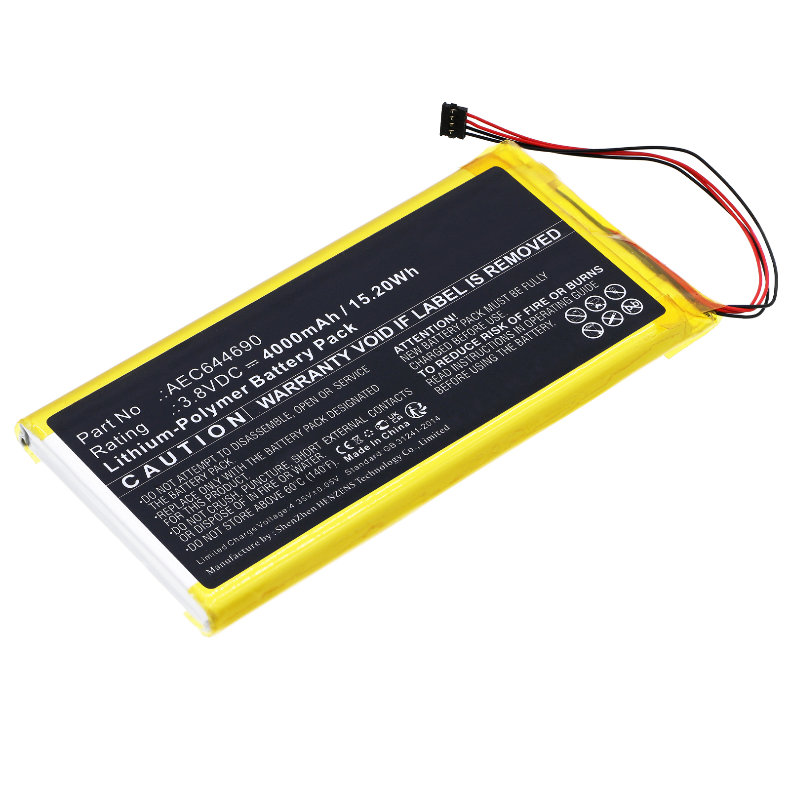 Synergy Digital Amplifier Battery, Compatible with Fiio AEC644690 Amplifier Battery (Li-Pol, 3.8V, 4000mAh)