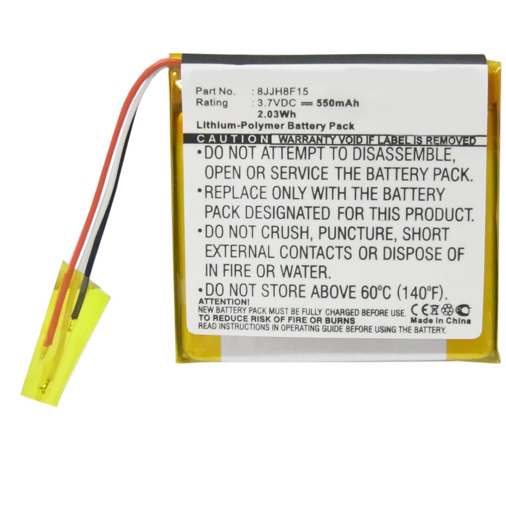 Synergy Digital Player Battery, Compatible with SanDisk 8JJH8F15 Player Battery (3.7, Li-Polymer, 550mAh)