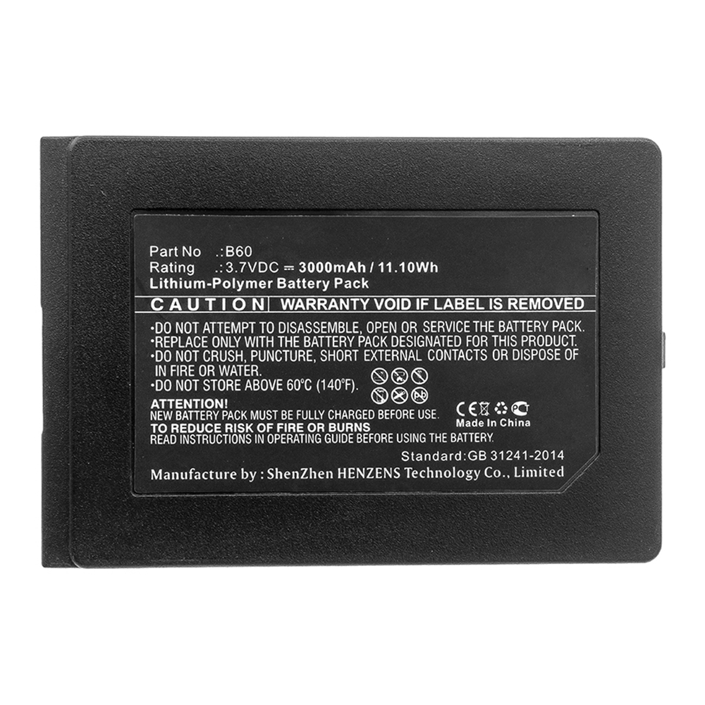 Synergy Digital Credit Card Reader Battery, Compatible with VECTRON B60 Credit Card Reader Battery (Li-Pol, 3.7V, 3000mAh)