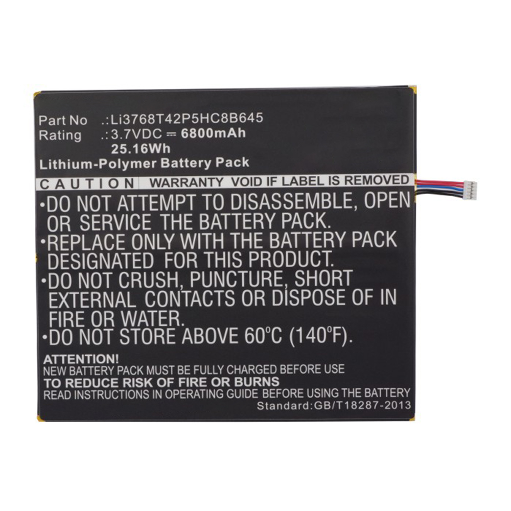 Synergy Digital Tablet Battery, Compatible with ZTE LI3768T42P5HC8B645 Tablet Battery (Li-Pol, 3.7V, 6800mAh)