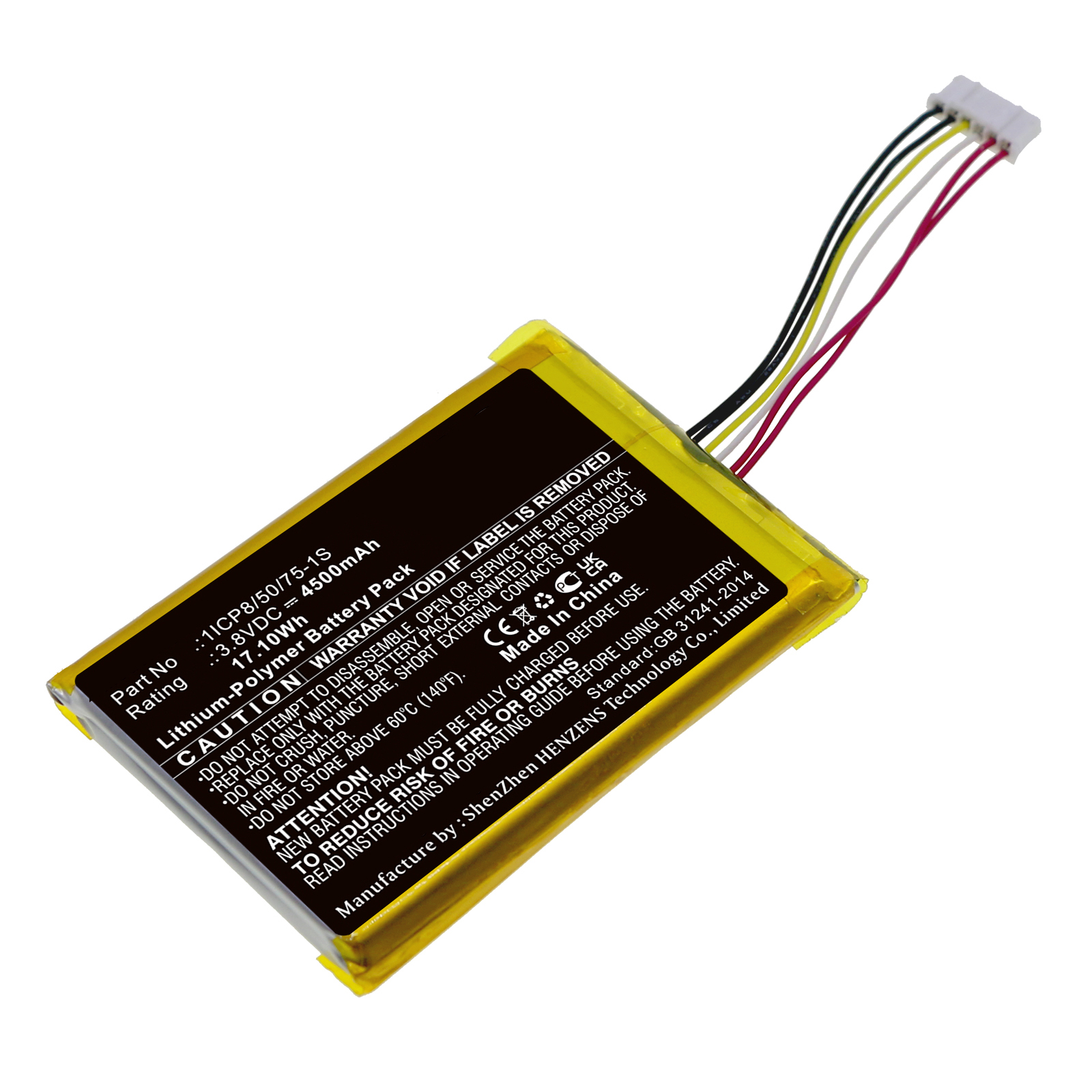 Synergy Digital Tablet Battery, Compatible with Launch 1ICP8/50/75-1S Tablet Battery (Li-Pol, 3.8V, 4500mAh)