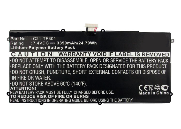 Synergy Digital Tablets Battery, Compatiable with Asus C21-TF301 Tablets Battery (7.4V, Li-Pol, 3350mAh)