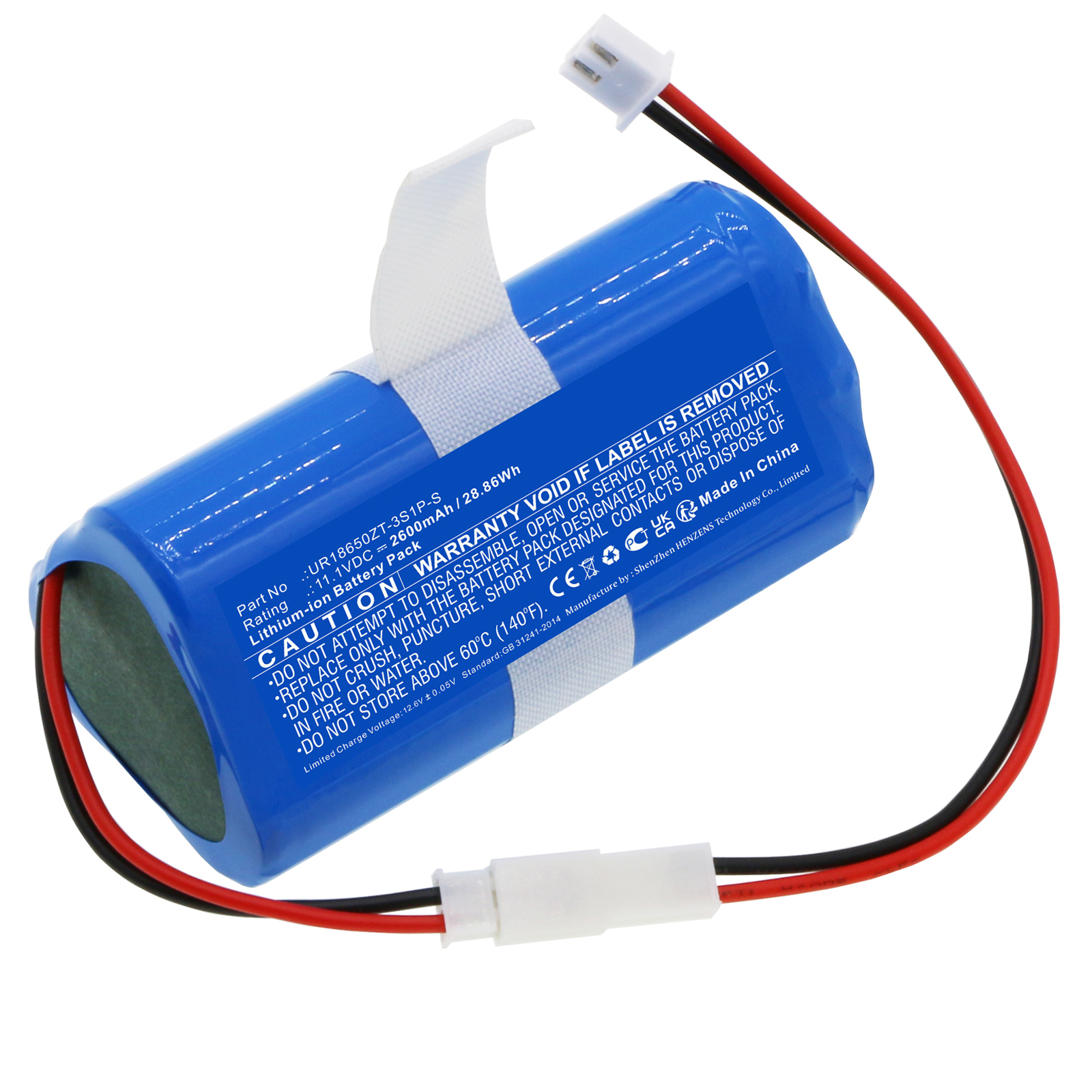 Synergy Digital Vacuum Cleaner Battery, Compatible with Electropan UR18650ZT-3S1P-S Vacuum Cleaner Battery (Li-ion, 11.1V, 2600mAh)