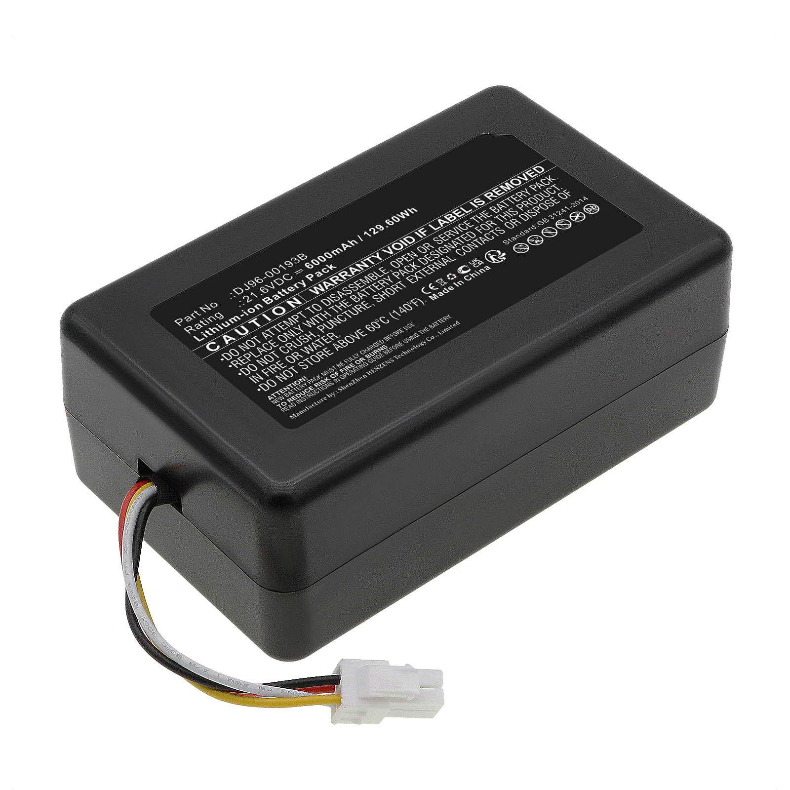 Synergy Digital Vacuum Cleaner Battery, Compatible with Samsung DJ96-00193B Vacuum Cleaner Battery (Li-Ion, 21.6V, 6000mAh)